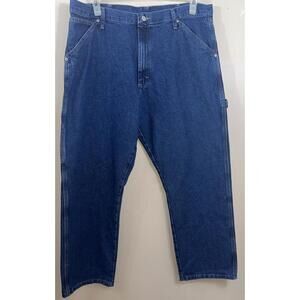 Wrangler Authentics 36x29 Blue Denim Carpenter Jeans Dark Wash Utility Workwear